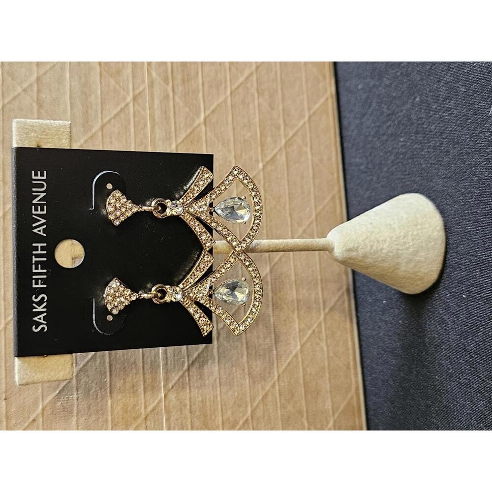 Elegant Crystal Drop Earrings by Saks Fifth Avenue